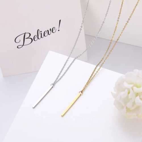 TITANIUM (NEVER FADE) STICK PENDANT Necklace 45cm (SILVER ONLY)