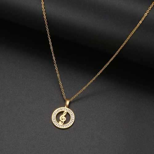 TITANIUM (NEVER FADE) MUSIC NOTE PENDANT Necklace 45cm (SILVER ONLY)