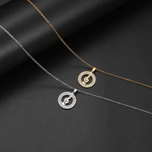 TITANIUM (NEVER FADE) MUSIC NOTE PENDANT Necklace 45cm (SILVER ONLY)