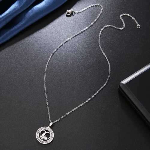 TITANIUM (NEVER FADE) "BUTTERFLY IN HEART" Necklace with Simulated Diamonds 45cm (SILVER ONLY)