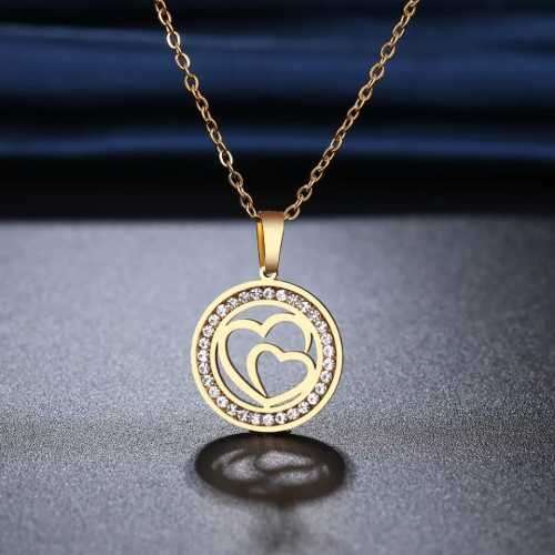 Retail Price R999 TITANIUM (NEVER FADE) DOUBLE HEART Necklace  45cm (SILVER ONLY)