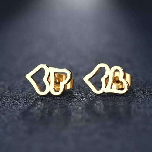 Retail Price R499 TITANIUM (NEVER FADE) DOUBLE HOLLOW HEART EARRINGS (SILVER ONLY)