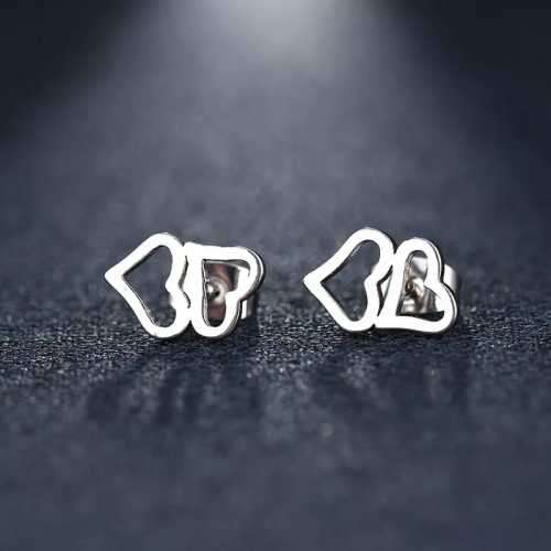 Retail Price R499 TITANIUM (NEVER FADE) DOUBLE HOLLOW HEART EARRINGS (SILVER ONLY)