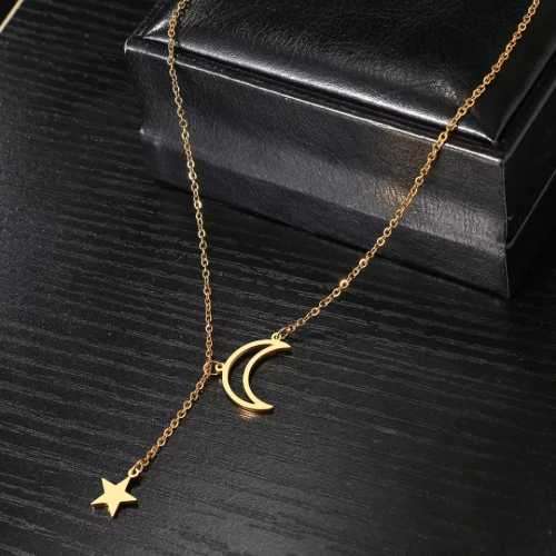 Retail Price R1099 TITANIUM (NEVER FADE) HOLLOW MOON AND STAR Necklace 45cm (SILVER ONLY)