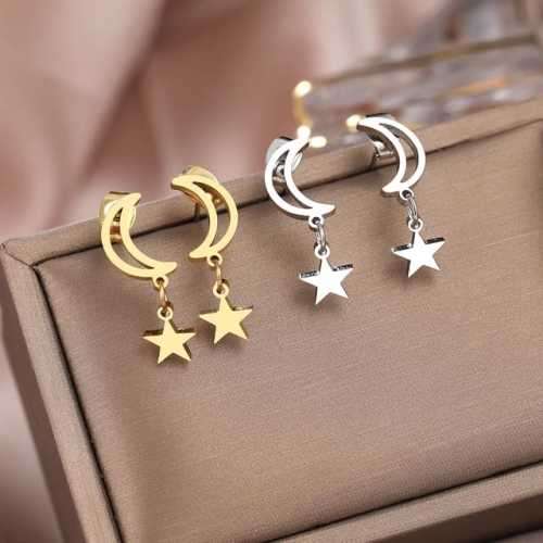 Retail Price R599 TITANIUM (NEVER FADE) SILVER MOON & STARS Earrings