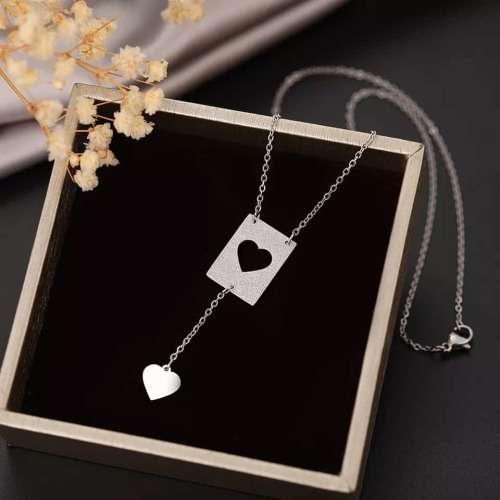 Retail Price R1499 TITANIUM (NEVER FADE) SOLID & HOLLOW HEARTS Necklace 45cm (SILVER ONLY)