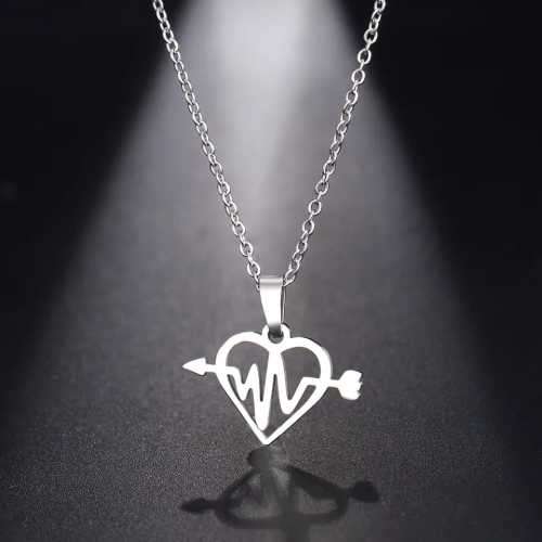 Retail Price R1099 TITANIUM (NEVER FADE) HEARTBEAT ARROW HEART Necklace 45cm (SILVER ONLY)