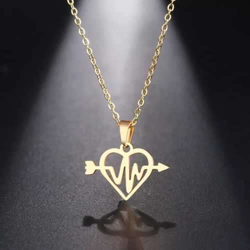 Retail Price R1099 TITANIUM (NEVER FADE) HEARTBEAT ARROW HEART Necklace 45cm (SILVER ONLY)