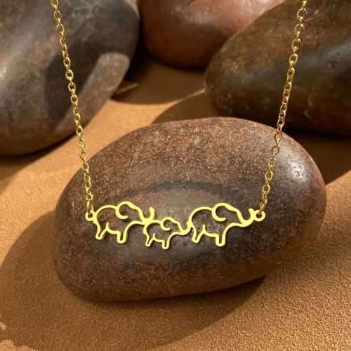 Retail Price R1299 TITANIUM (NEVER FADE) THREE HOLLOW ELEPHANTS Necklace 45cm (SILVER ONLY)