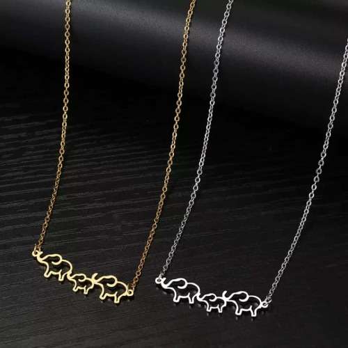 Retail Price R1299 TITANIUM (NEVER FADE) THREE HOLLOW ELEPHANTS Necklace 45cm (SILVER ONLY)
