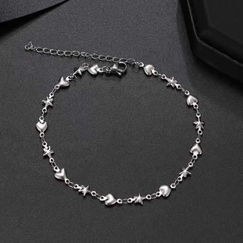 Retail Price R1299 TITANIUM (NEVER FADE) HEART AND STAR SILVER  ANKLET CHAIN 20cm