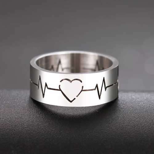 Retail Price R1449 TITANIUM (NEVER FADE) SILVER SOLID HEARTBEAT RING (SIZE 8 US)