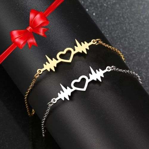Retail Price R999 SILVER HEARTBEAT HEART Bracelet 20cm TITANIUM (NEVER FADE)