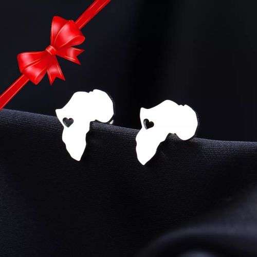 Retail Price R599 SILVER AFRICA LOVE Earrings TITANIUM (NEVER FADE)