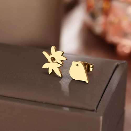 Retail Price R699 GOLD BIRD & LEAF Earrings TITANIUM (NEVER FADE)