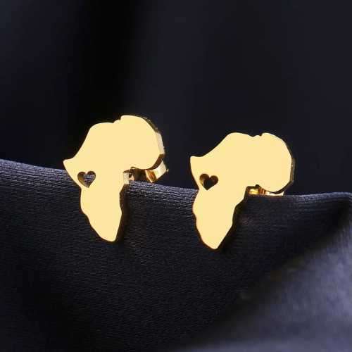 Retail Price R699 GOLD AFRICA LOVE Earrings TITANIUM (NEVER FADE)
