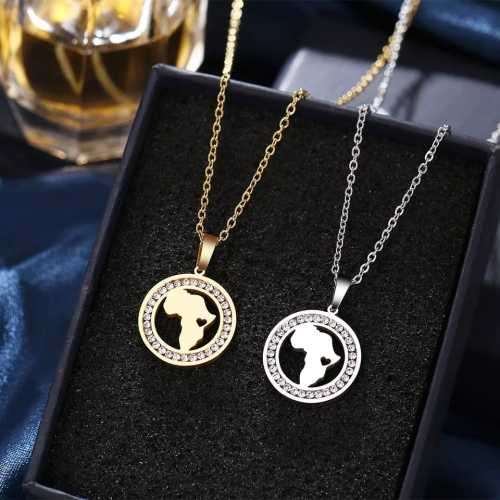Retail Price R1399 SILVER AFRICA LOVE Necklace with Simulated Stones 45cm TITANIUM (NEVER FADE)