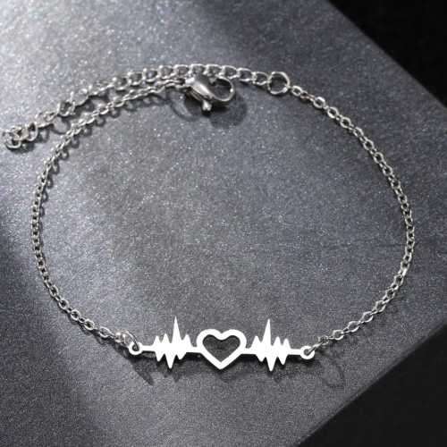 Retail Price R999 SILVER HEARTBEAT HEART Bracelet 20cm TITANIUM (NEVER FADE)