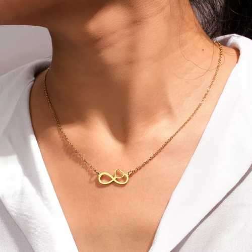 Retail Price R1399 TITANIUM (NEVER FADE) GOLD INFINITY HEART Necklace 45cm
