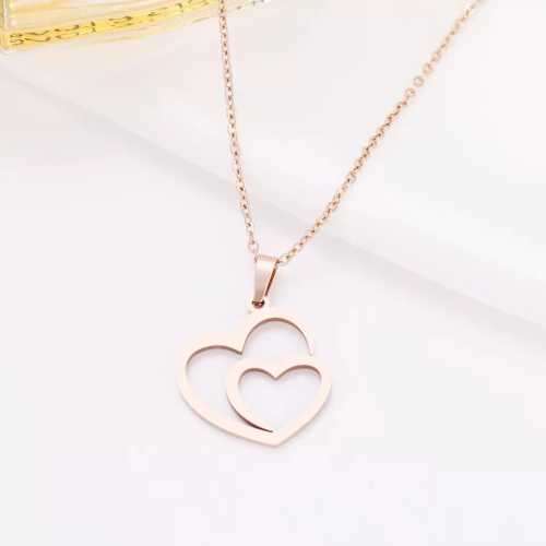 Retail Price R1199 TITANIUM (NEVER FADE) ROSEGOLD DOUBLE HEART Necklace 45cm