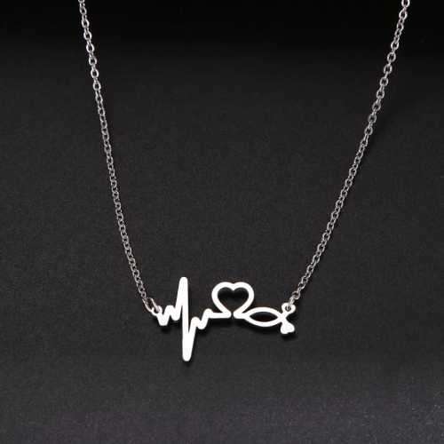 Retail Price R1199 TITANIUM (NEVER FADE) SILVER HEARTBEAT HEART INFINITY Necklace 45cm