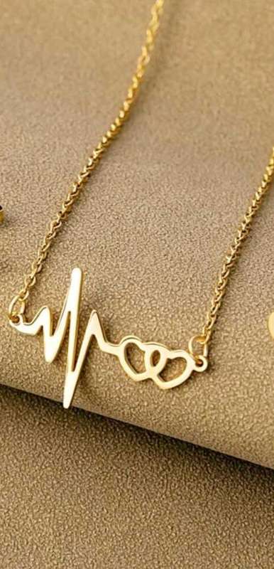 GOLD HEART EARRING & NECKLACE SET