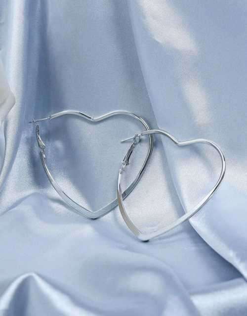 SILVER HEART HOOP EARRINGS