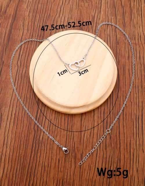 SILVER DOUBLE HEART NECKLACE