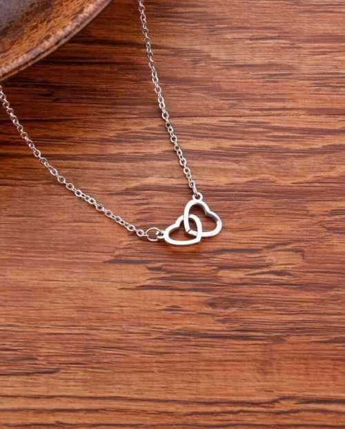 SILVER DOUBLE HEART NECKLACE