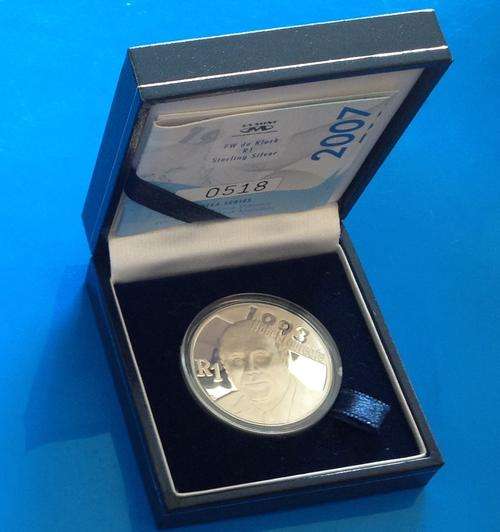 2007 Proof R1 Silver commemorating Nobel Laureate FW de KlerK
