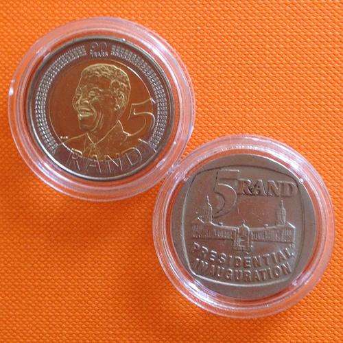 !!! DASHING DUO - TWO MANDELA R5 COINS - UNC 2008 BIRTHDAY & 1994 INAUGURATION!!!