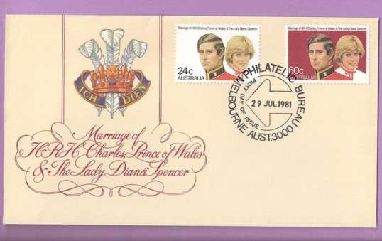 Australia 1981 FDC celebrating the marriage of Lady Diana and Prince Charles