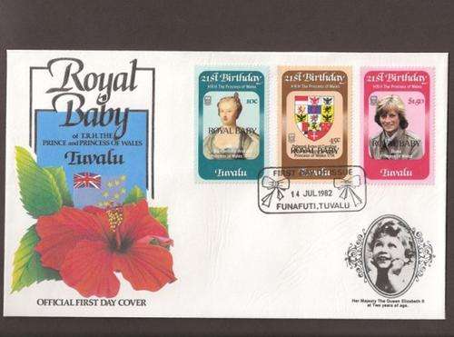 1982 Tuvalu FDC celebrating the birth of Prince William of Wales