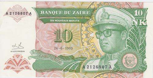 1993 Zaire 10 New Makuta - Crisp Uncirculated