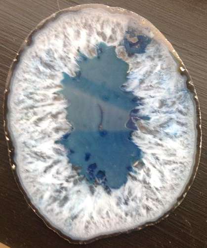 Stunning and unusual slice of agate with crystal surround