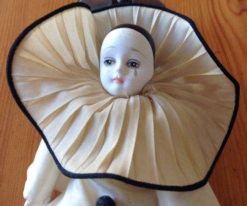 Lovely vintage porcelain Pierrot doll