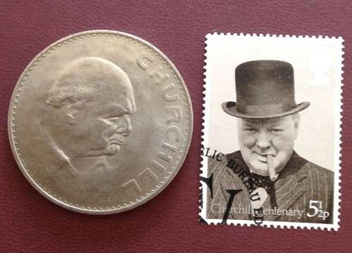 Great Britain 1965 Crown & Stamp Commemorating the Great Winston Churchill (1874 - 1965)