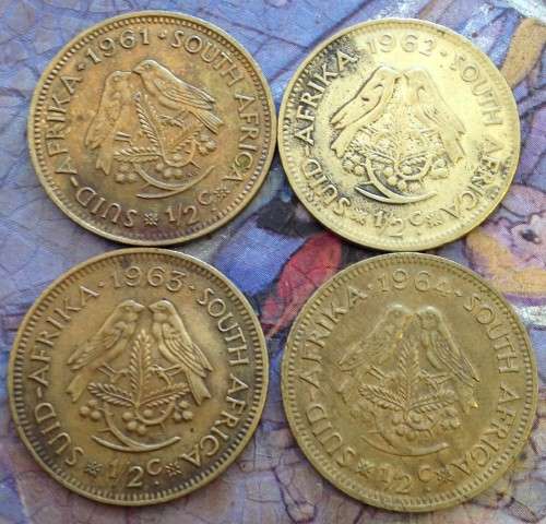 1st Decimal Series - Full set of Half Cent coins (1961, 1962, 1963, 1964)