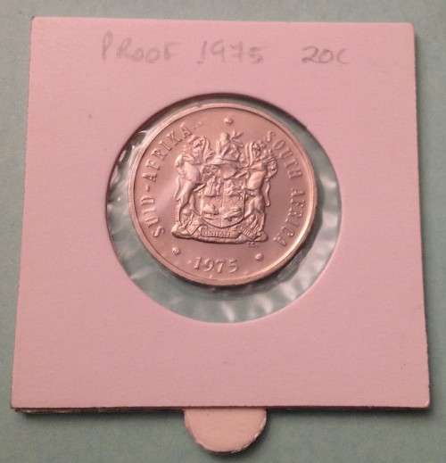 Scarce RSA 1975 Proof Twenty Cents (20c) in Coin Holder