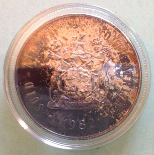 RSA Proof 1982 Silver One Rand in capsule