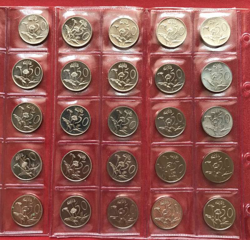 RSA SET OF PROOF FIFTY CENT COINS - 1965 TO 1989