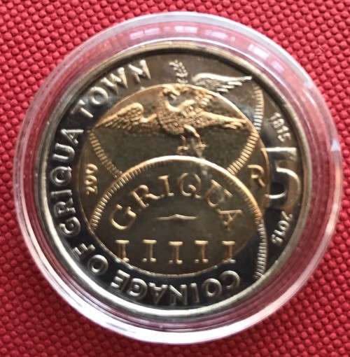GORGEOUS GRIQUA TOWN 2015 uncirculated bi-metal R5 coin in capsule