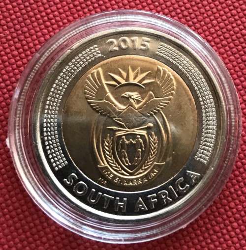 GORGEOUS GRIQUA TOWN 2015 uncirculated bi-metal R5 coin in capsule