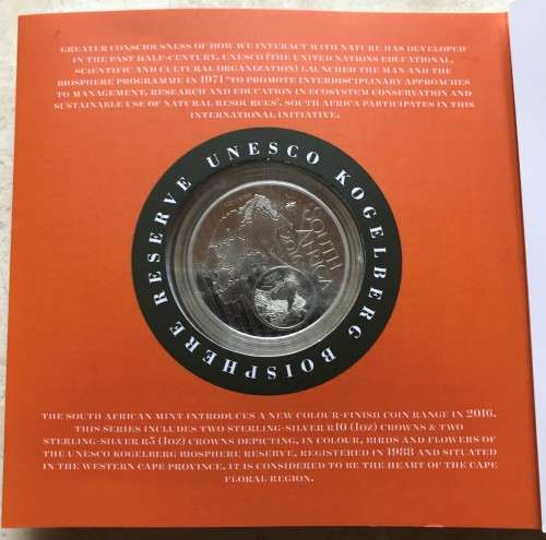 Lovely low mintage Colourised SA Mint Proof 2016 Silver R10 - Orange-breasted Sunbird