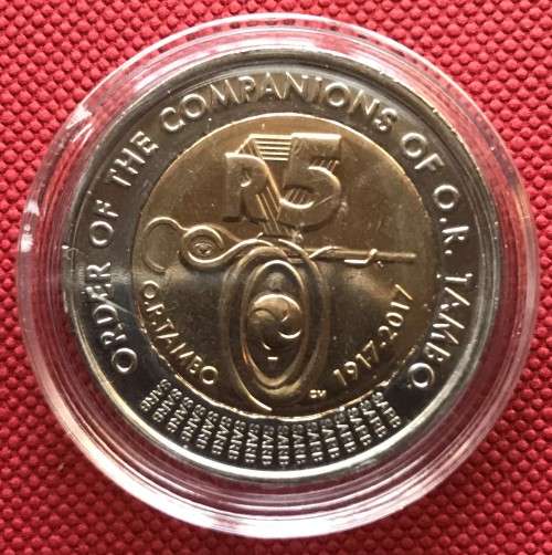 BRAND NEW OR TAMBO 100 YEARS 2017 uncirculated bi-metal R5 coin in capsule