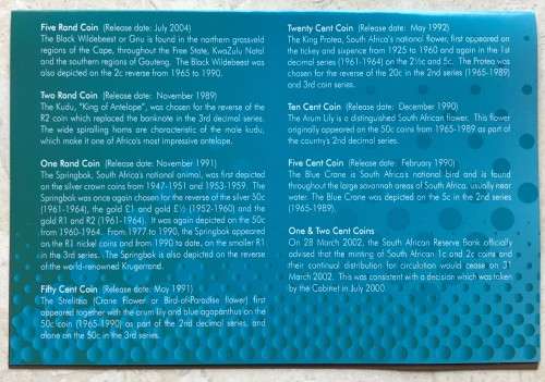 SA 2010 PROOF COIN SET WITH SA MINT COA - LOW MINTAGE 1449