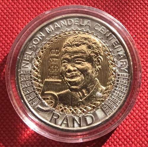 STUNNING SIX uncirculated bi-metal R5 coins (2008, 2011, 2014, 2015, 2017 & 2018 Mandela)