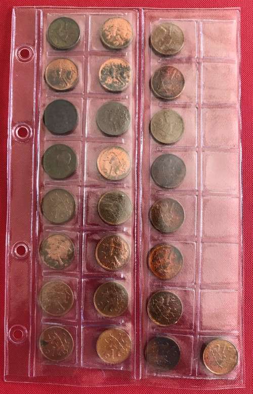 RSA SET OF PROOF ONE CENT COINS - 1965 TO 1989 (Includes scarce 1965E)