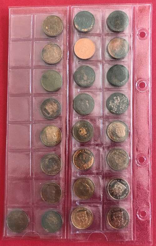 RSA SET OF PROOF ONE CENT COINS - 1965 TO 1989 (Includes scarce 1965E)