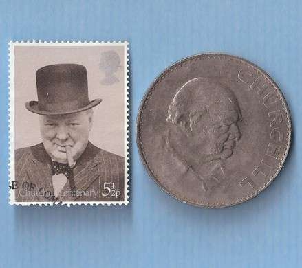 A PIECE OF HISTORY - Winston Churchill 1965 Commemorative Crown & Stamp